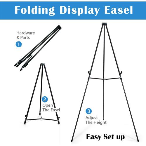 Size 70 Falling in Art 70 Adjustable Aluminum Display Easel Stand, Versatile Tripod Easel for Artistic Presentations Stand, Lightweight and Sturdy for Art Shows, Exhibitions, and Studios, Holds 20 lbs