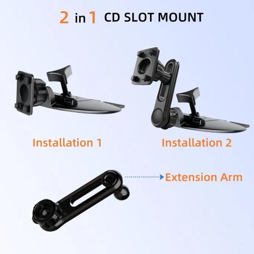 Extended CD Slot Mount for CarPlay Screen Adjustable Arm and 360° Rotating Universal Head 17mm Compatible with in-Car Monitors CD Slot CarPlay Mount