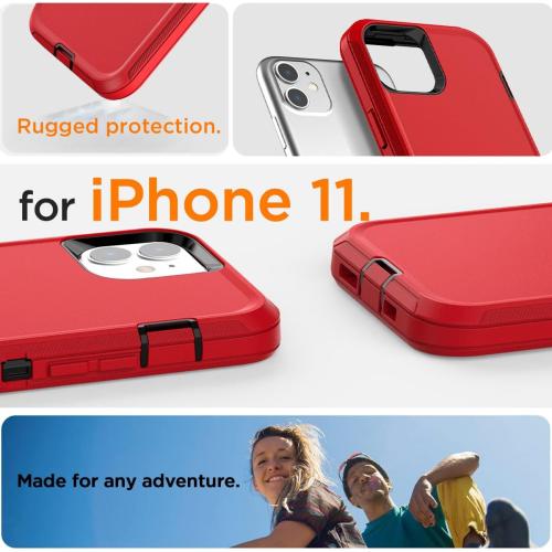AICase for iPhone 11 Case (6.1), Heavy Duty Drop Protection Rugged Shockproof/Drop/Dust Proof 3-Layer Protective Durable Phone Cover for iPhone 11, Red