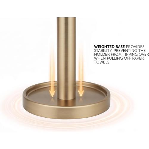 Ivilon Countertop Paper Towel Stand - Steady and Easy Tear - Fits All Paper Towel Rolls - Warm Gold