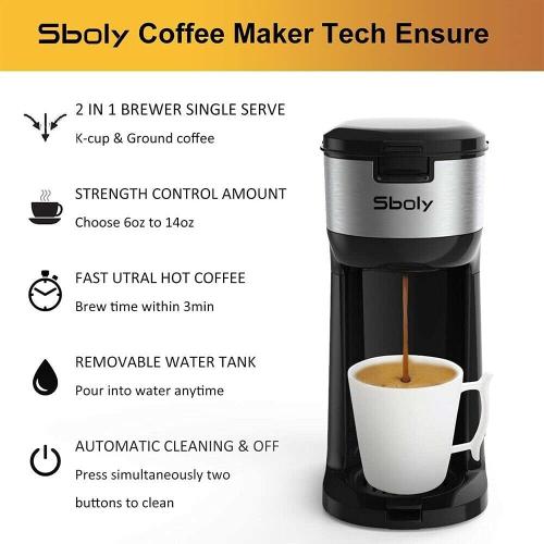 Single Serve Coffee Maker with Thermal Mug 3 Mins Fast Brew Self Cleaning