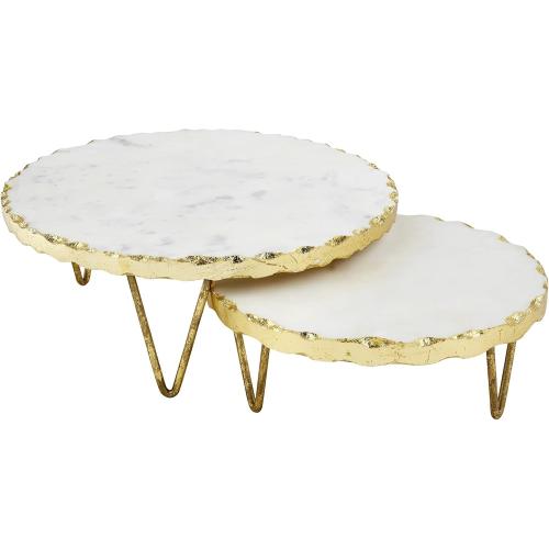 Mud Pie Marble and Gold Edge Riser Set, small 3 x 8 dia | large 4 x 10 dia