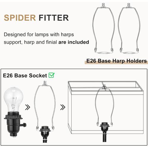 Rectangle Lamp Shades 16L x 8W x 10H Large Beige Lampshades for Table Lamps Floor Lamps, Natural Linen Lamp Shade Replacement, Spider, Harp Holders Included, Easy Assembly Required