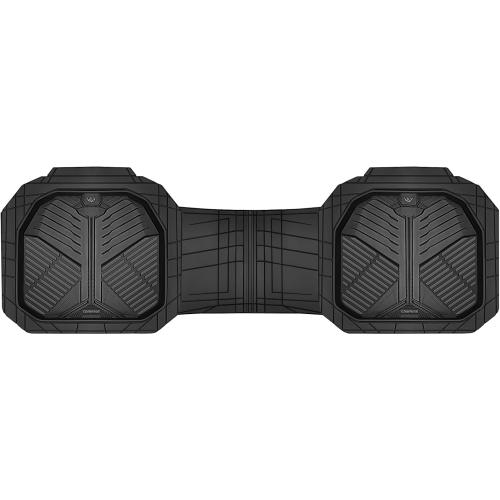 CAR PASS Heavy Duty Rubber Rear Car Mat, Deep-Dish Odorless Car Floor Mats All Weather, Universal Trim-to-Fit for SUVs Trucks Sedans, Waterproof Anti-Slip, Black