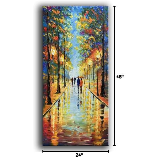Tyed Art- 100% hand-painted 3D canvas abstract oil painting Landscape art contemporary large canvas wall art painting home Living Room decoration wall 24x48inch