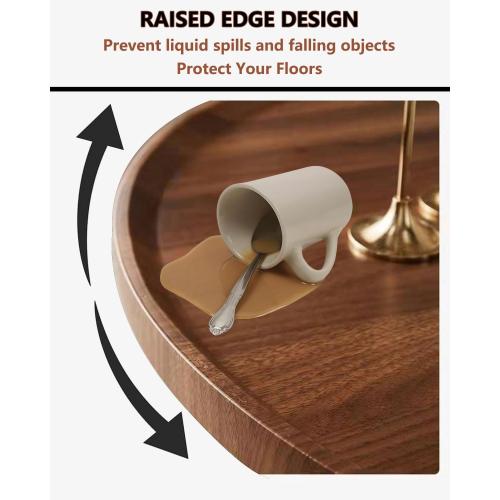 20 inches Round Coffee Table, Wooden Surface Top & Sturdy Metal Legs Coffee Table with Fluted, End Table for Living Room Bedroom Office Balcony Yard (Walnut, 20 inches)