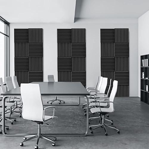 4pcs Wedge Acoustic Foam Tiles Panels,12x 12x 1Sound Proof Foam Panels,Fire Resistant,Sound Insulation for Studio,Home,Office (Color : Black)