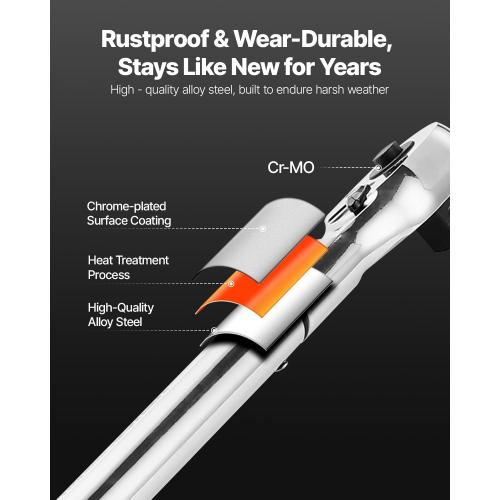 VEVOR 3/4 Inch Drive Torque Wrench 100-600fFT.LB/136-814Nm, 1 Inch Adapter, Split Beam, 48'' Length, less effort for Off-road Equipment,Truck,Motor Homes & Drilling Platform