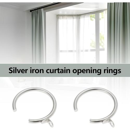 The Lord of the Tools 20Pcs Silver Metal Passing Curtain Pole Rings Curtain C Type Ring for Bay Window Curtain Poles Chrome with Fixed Eye Sliding Eyelet, HP869_M