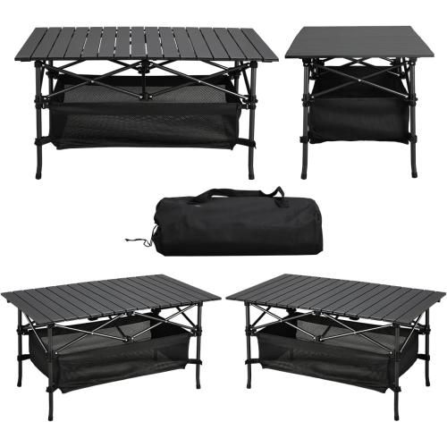 Lightweight Aluminum Folding Camping Table (47” x 21.65” x 26.7”), Portable Roll-Up Design for Outdoor, Camping, Beach, BBQ, Patio, and Picnic, Durable & Waterproof with Carrying Bag