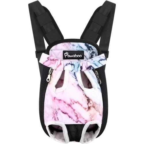 Size Small Color purple Pawaboo Pet Carrier Backpack, Adjustable Pet Front Cat Dog Carrier Backpack Travel Bag, Legs Out, Easy-Fit for Traveling Hiking Camping for Small Medium Dogs Cats Puppies, Small, Purple Marble