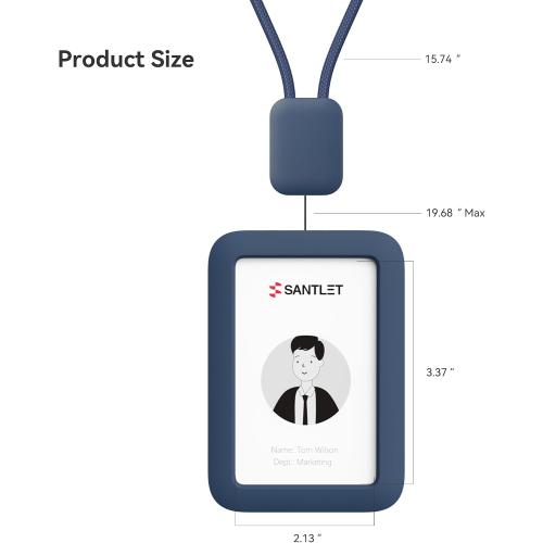 SANTLET Lanyards for ID Badges Holder, Soft Silicone, Retractable Cord