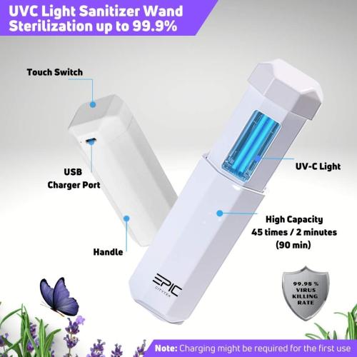 2Pack... UV Light Sanitizer Wand Portable Mini UVC Wand Light Sanitizer USB Rechargeable Retractable UV Sanitizer Wand for Home Office Travel Car