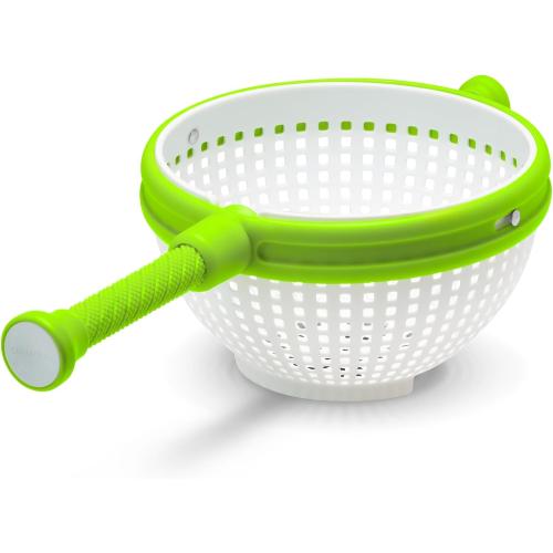 Dreamfarm Spina 2-In-1 Easy-To-Use, Collapsible Salad Spinner & Straining Colander for Salad, Fruit, Vegetable, Lettuce - White/Green
