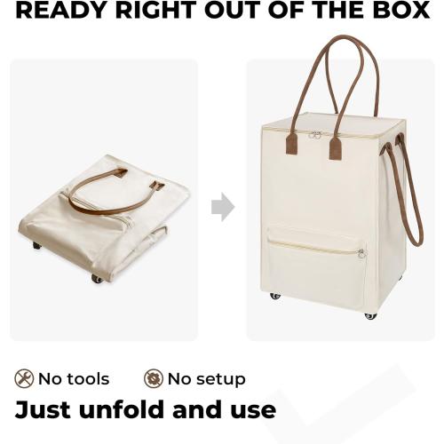 StorageWorks Grocery Cart on Wheels, Zipper Closure Rolling Bag, Shopping Trolley, Rolling Tote Bag with Handles