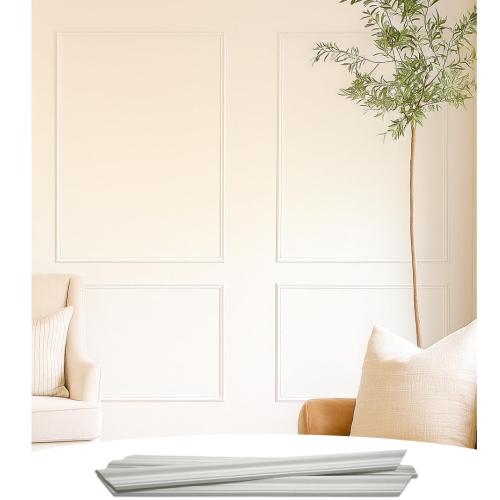Accent Wall Molding Kit for Interior Wall Moulding Decor | Wainscoting Paneling Kit | Pre Made Wainscotting Kit | (NOT Peel & Stick) Use Instructions to Choose Quantity Needed (1 TOP 1 Bottom)