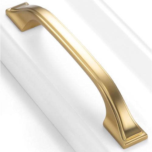 10 Pack Brushed Gold Cabinet Pulls 3-3/4 Inch Gold Cabinet Handles Gold Hardware for Kitchen Cabinets 8222 Drawers Bedroom Dresser Bathroom Vanity Cupboard