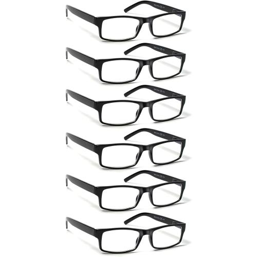 BIENCOOL 6 Pack Reading Glasses Traditional Frames for Men and Women Readers with Spring Loaded Hinges