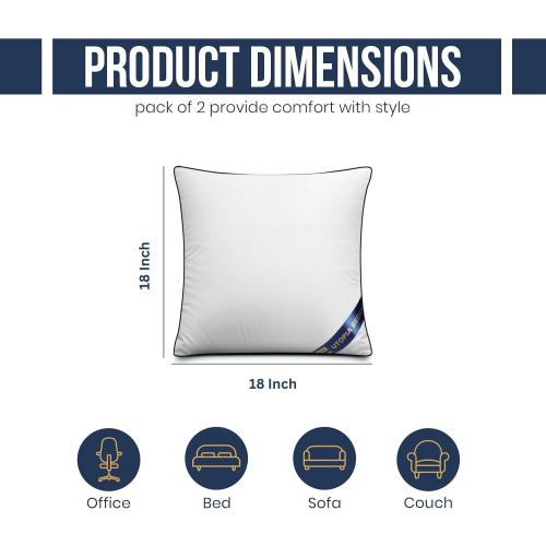 Utopia Bedding Throw Pillow Inserts (Pack of 2, White), 18 x 18 Inches Decorative Indoor Pillows for Sofa, Bed, Couch, Cushion Sham Stuffer