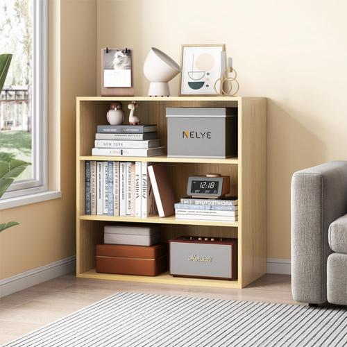 NELYE Basic Open Shelf Bookcase - 3-Tier Wooden Cube Storage Shelves Split Bookshelf, white