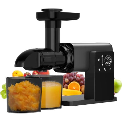 Cold Press Juicer Machines, Slow Masticating Juicers with LED Smart Touch Screen, Professional Extractor for Leafy Greens, Kale & Fibrous Vegetables, 2 Modes & Reverse, BPA-Free