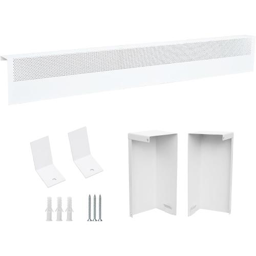 4FT Baseboard Heater Cover with Left and Right End Covers,Galvanized Steel Material That is Easy to Install,Used for Replacing The Old Bottom Plate Heating Cover