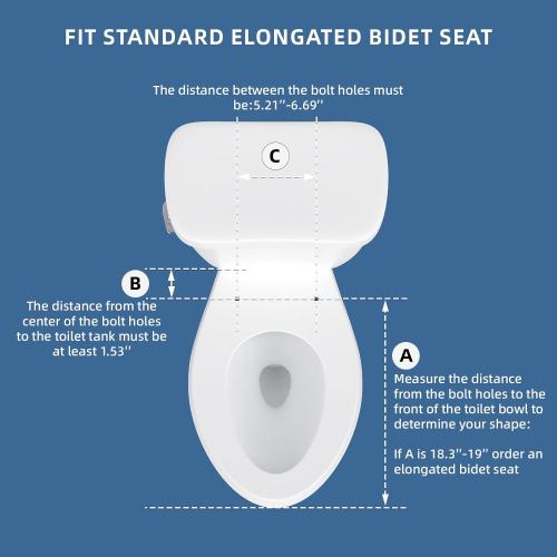 Clirass Bidet Toilet Seat, Soft Close Elongated Toilet Seat, Button control Feminine/Posterior Wash Switch, Knob Control Water Pressure,White Bidet Seat Attachment with Brass inlet