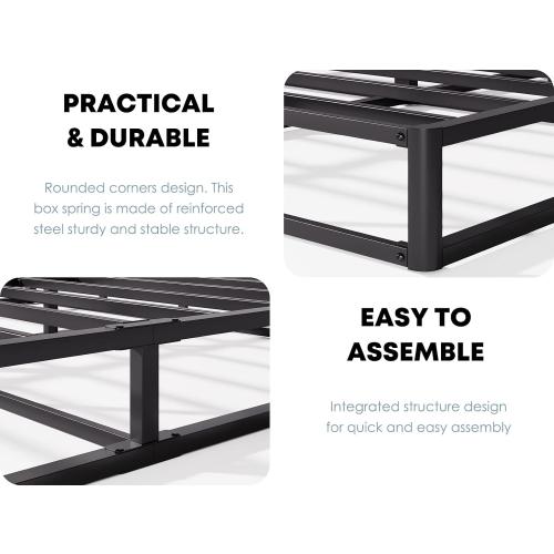 5 inch Low Profile Queen-Size Box-Spring Only, Heavy Duty Metal with Fabric Cover, Easy Assembly, Non Slip, Noise Free