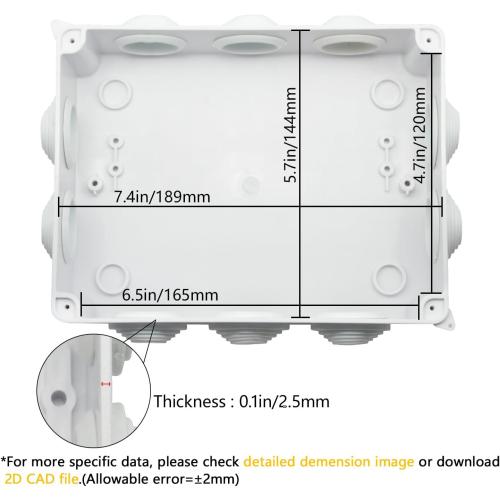 LeMotech ABS Plastic Dustproof Waterproof IP65 Junction Box Universal Electrical Project Enclosure White 7.8 x 6.1 x 3.1 inch (200 x 155 x 80 mm)