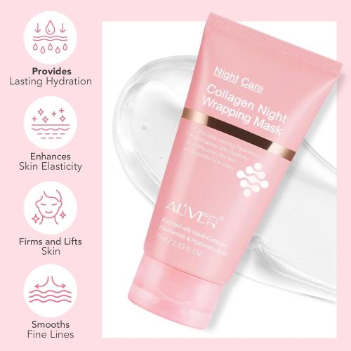 Collagen Overnight Wrapping Peel off Face Mask, Collagen Night Wrapping Mask, Elasticity & Hydration for Glass Skin, Reduce Fine Lines & Dullness, Anti-Aging Korean Skin Care