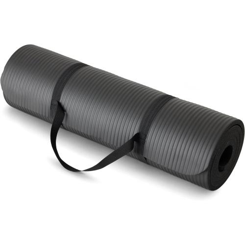 Amazon Basics 1/2 Inch Extra Thick Exercise Yoga Mat with Carrying Strap, Cushioned Support, for Fitness and Gym Workouts