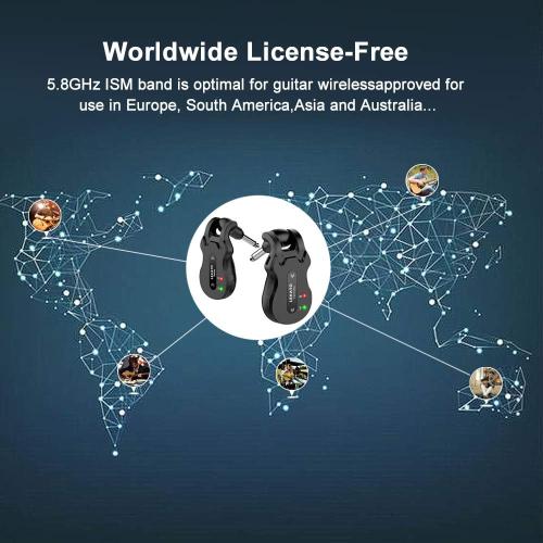 2 pack...LEKATO Wireless Guitar System 5.8 Wireless Guitar Transmitter Receiver Rechargeable Audio Wireless Transmitter Receiver 4 Channels Transmission Range for Electric Guitar Bass (Black)