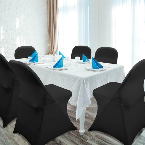 Babenest Spandex Folding Chair Covers Halloween Upgraded 10 PCS Universal Stretch Washable Fitted Chair Slipcovers Protector for Wedding, Holidays, Banquet, Party, Celebration (Black)‼️no visible damage they are thin (sheer)‼️