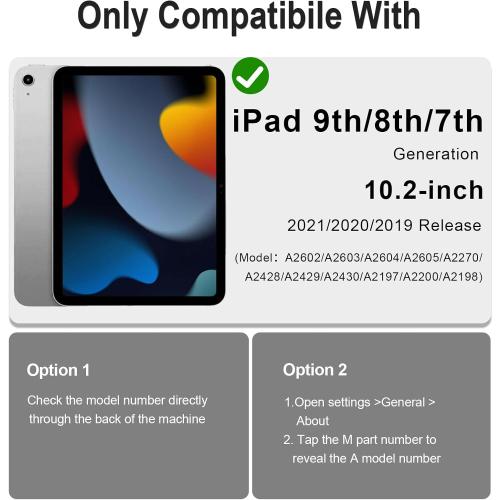 WESOROL Case for iPad 9th/8th/7th Generation 10.2 Inch (2021/2020/2019),Full-Body Drop Protection 9th Generation iPad Case with Rotating Stand Screen Protector Pencil Holder Holde,Black Red