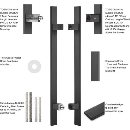 Matte Black TOGU TG-6018 24 inches Solid Standoffs Heavy-Duty