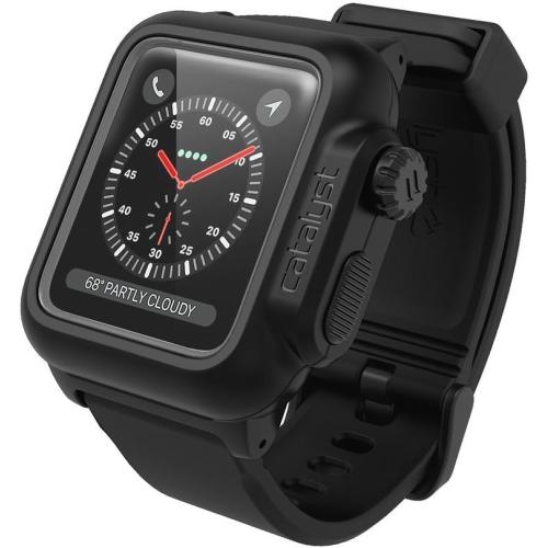 Waterproof case for Apple Watch 42mm Series 2 & 3 With Premium Soft Silicone - Resistant [rugged protective case], Stealth Black
