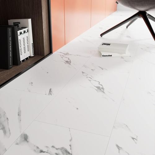 Stickyart 15-Piece White Marble Peel and Stick Floor Tile for Bathroom Floor Tile Peel and Stick on Wall Vinyl Flooring Roll Waterproof 12x24 Self Adhesive Vinyl Flooring Tiles for Kitchen Bedroom