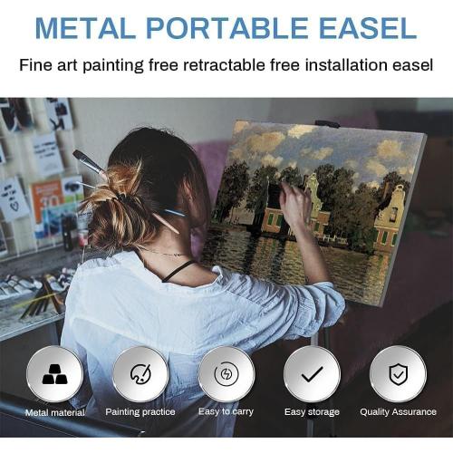 Art Easel Stand for Painting and Sign - RRFTOK Aluminum 66 Inch Metal Tripod Adjustable Portable Easels for Display - Canvas Stand for Table Top Floor Drawing for Artists Adult Holder or Teen