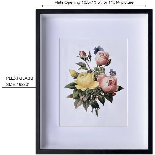 Black 16x20 EKMAX Shadow Box Frame in Black with Soft Linen Back - Composite Wood with Plexiglass for Wall and Tabletop
