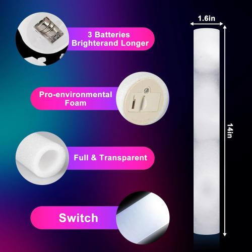 LED Foam Glow Sticks | 18.9 INCH Bulk Glow Sticks | LED Light Sticks | Light-Up Sticks for Concerts, Weddings, Raves, Carnivals, Halloween, Birthdays, and More!