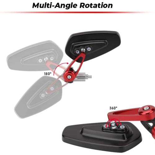 7/8 Motorcycle Mirrors,Bar End Rear View Mirrors Compatible with Honda Grom,Ducati, Suzuki,Yamaha, Kawasaki and More (RED)