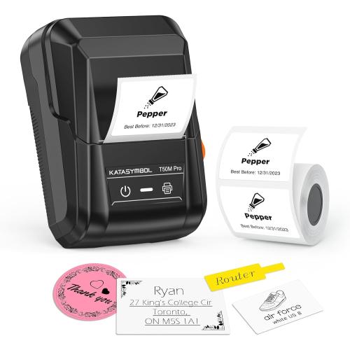 SUPVAN T50M Pro Bluetooth Label Maker Machine with Tape, Wide Waterproof Label, Versatile App with 30  Fonts and 660  Icons, Inkless Labeler for Home, Kitchen, School, Office Organization, Black