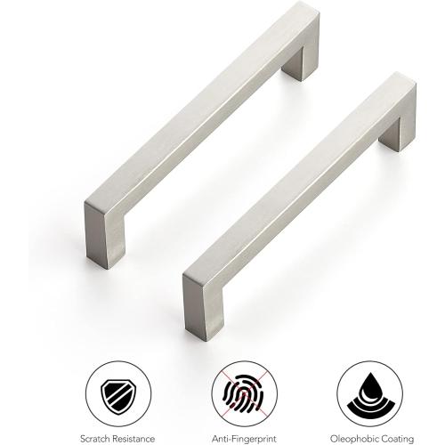 Ravinte 32 Pack 5 Inch Kitchen Square Cabinet Handles Satin Nickel Pulls Brushed Nickel Kitchen Cabinet Hardware Handles for Cupboard Drawer Pulls