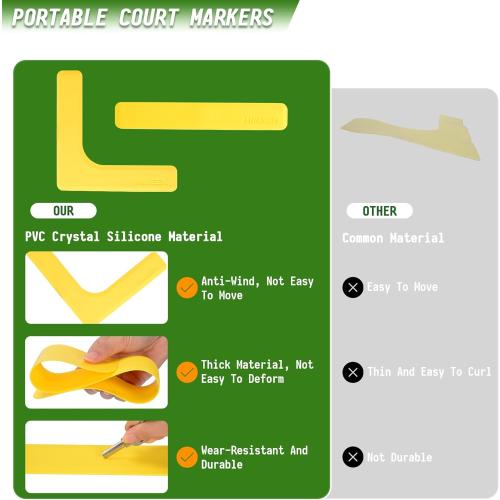 Hikeen Court Lines Marker Kit Anti-Slip and Wind-Resistant Throw Down Markers 28pcsr 84pcs, Pickleball Net Court for Outdoor Indoor Court