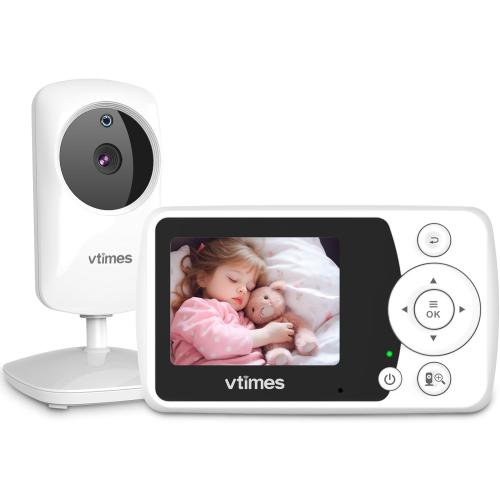 Video Baby Monitor with Camera and Audio - 2.4 LCD Screen, Portable Baby Camera Monitor No WiFi Night Vision VOX Mode Feeding Alarm 1000ft Range Ideal for Baby/Elderly/Pet