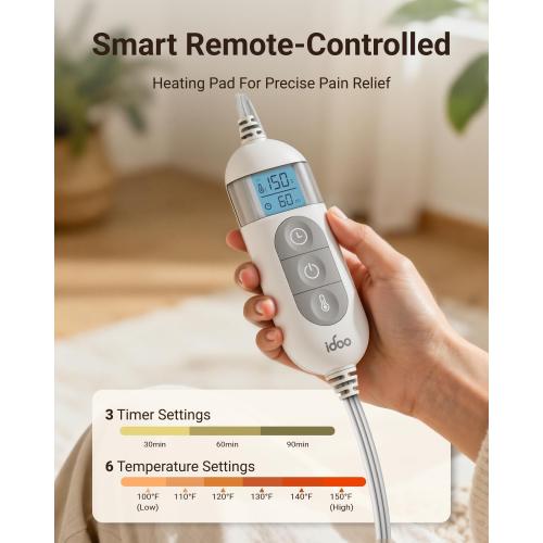 iDOO Electric Heating Pad for Back, FSA Eligible Items, Birthday Mothers Day Gifts for Mom Women, Weighted Large Heat Pad 24x33 for Neck & Shoulders Pain Relief, 5 Heat & 4 Timer Settings