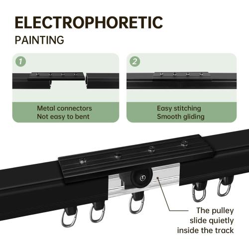 Ceiling Curtain Tracks 9FT,Curtain Track Wall Mount,Ceiling Mounted Sliding Door Curtains Rails Outdoor Extra Long Curtains Rod Room Divider Track for Living Bedroom with Hooks,Black