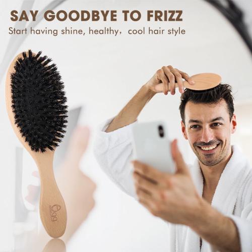 TAN BRUSH, EGG Boar Bristle Hair Brush for Women Men Kid, Soft Natural Bristles Brush for Thin and Fine Hair, Restore Shine and Texture