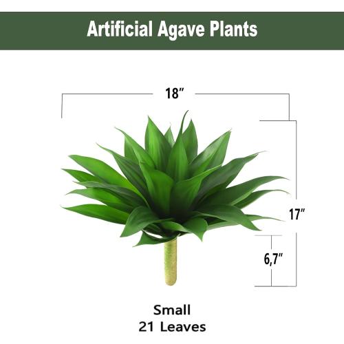 Artificial Agave Plants-Set of 2 Large Fake Agave for Outdoors,Faux Aesthetic Plants for Home Decor, Realistic UV Resistant Fake Agave Plants Without Pot