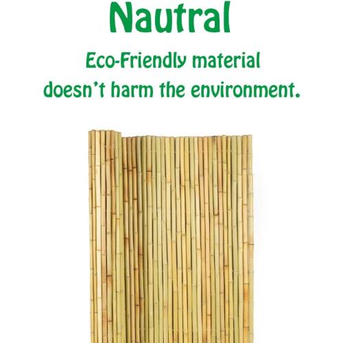 Mininfa Natural Rolled Bamboo Fence, Eco-Friendly Bamboo Fencing, 4 ft High x 6 ft Long